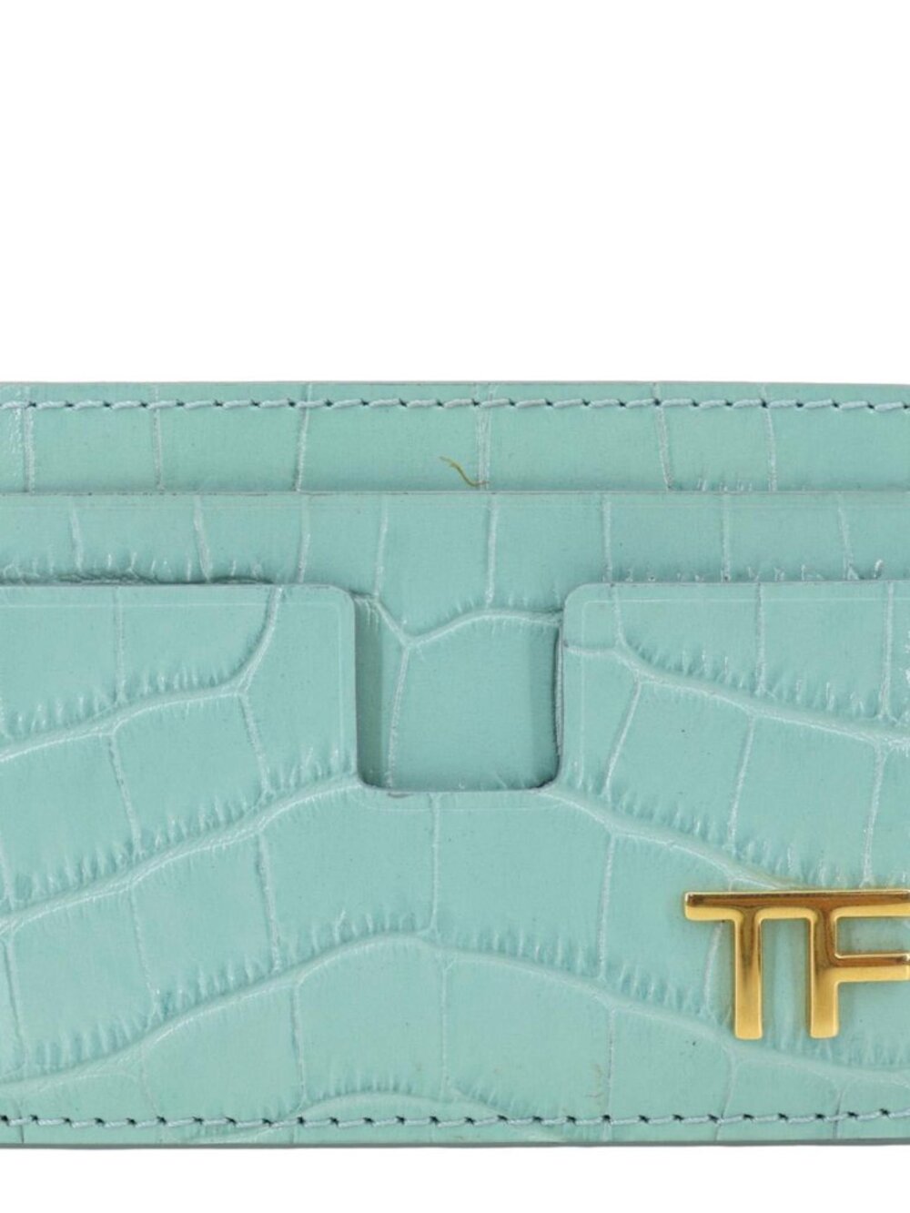 Tom Ford  Croc Embossed Card Holder Light Blue